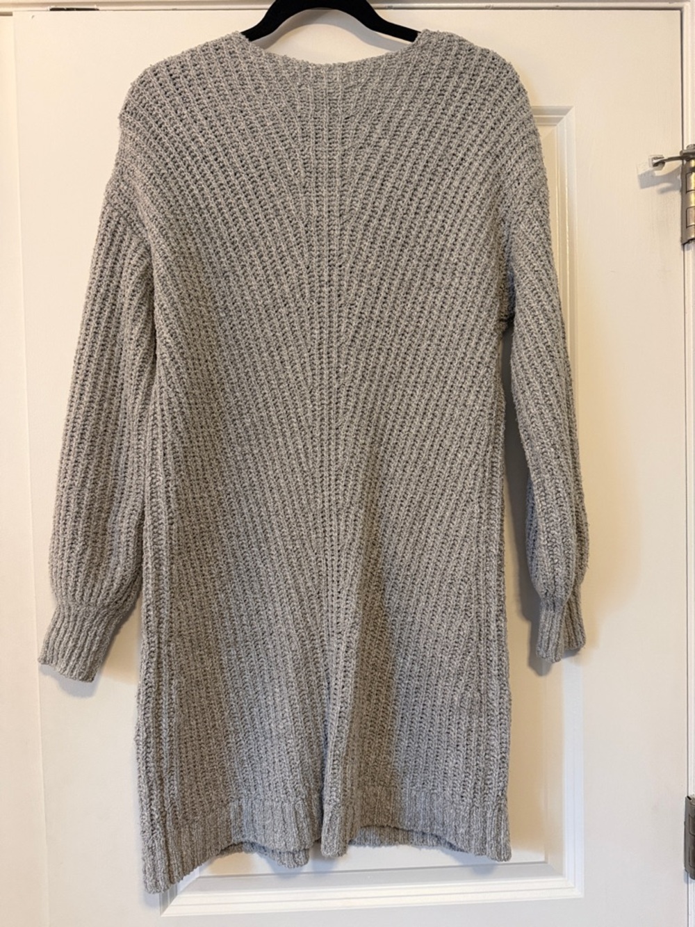 American Eagle Cozy V-Neck Gray Knit Sweater Dress - Picture 3 of 3
